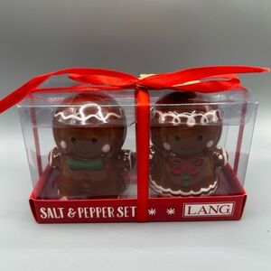 LANG Classic Gingerbread Man And Gingerbread Girl Salt And Pepper Shaker Set NEW